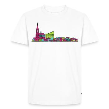 Skyline de la cathédrale de Strasbourg City City Line Art - T-shirt Premium bio Homme - blanc - Devant - Nico (187cm)