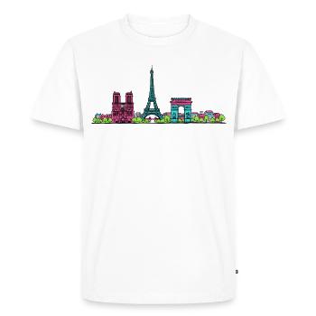Paris City Skyline Eiffel Tower Modern Line Art - Men's Premium Organic T-Shirt - white - Front - Nico (187cm)
