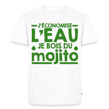 Mojito Phrase Humoristique Humour Mojito Cocktail - T-shirt Premium bio Homme - blanc - Devant - Nico (187cm)