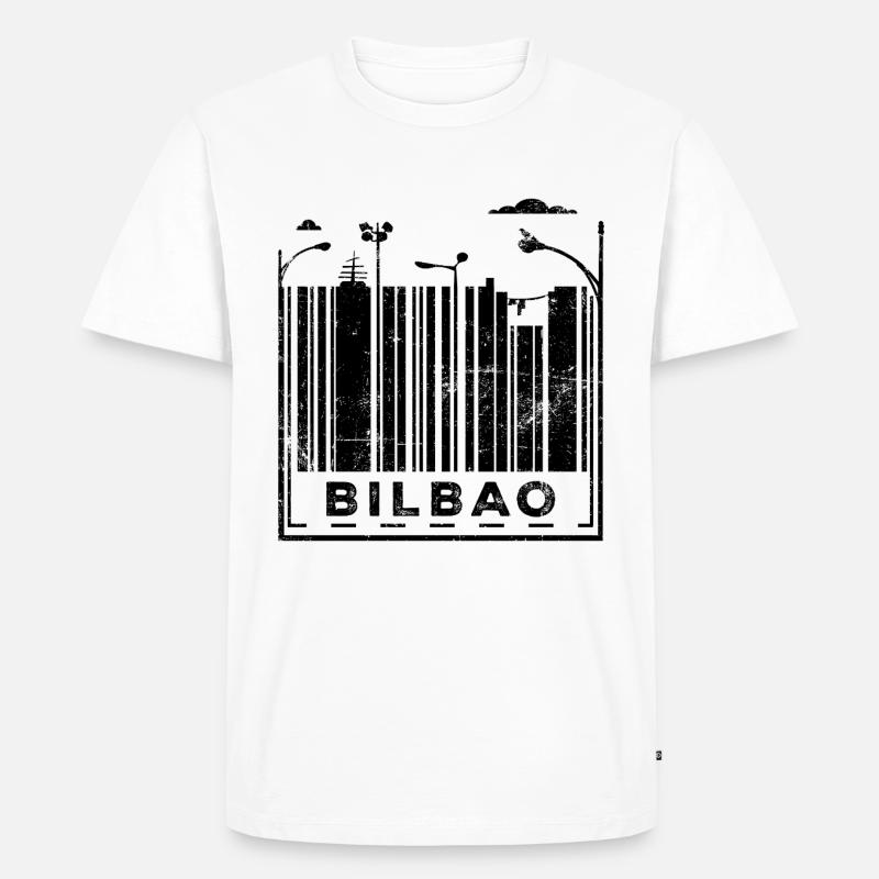 Bilbao Strichcode - Männer Premium Bio T-Shirt - Weiß