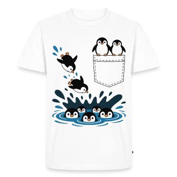 Penguin Jump Into The Water Pocket Design - T-shirt Premium bio Homme - blanc - Devant - Nico (187cm)