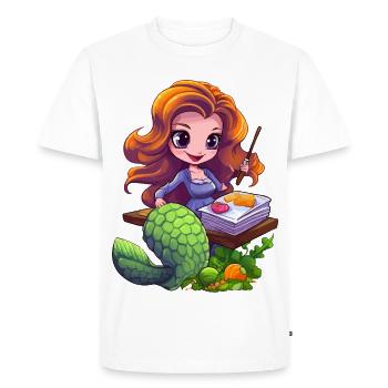 Mermaid artist at drawing board - Men's Premium Organic T-Shirt - white - Front - Nico (187cm)