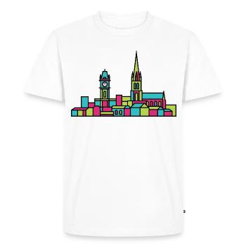 Leicester City Skyline Clock Tower Line Art - Men's Premium Organic T-Shirt - white - Front - Nico (187cm)