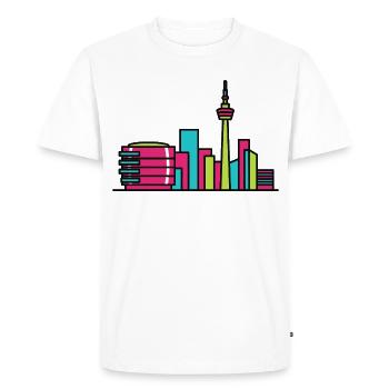 Bibliothèque de la ligne d’horizon de la ville de Birmingham Art en ligne moderne - T-shirt Premium bio Homme - blanc - Devant - Nico (187cm)