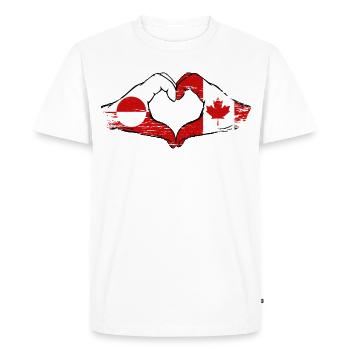 Greenland Canada Flag Hands Heart Shape Used - Men's Premium Organic T-Shirt - white - Front - Nico (187cm)