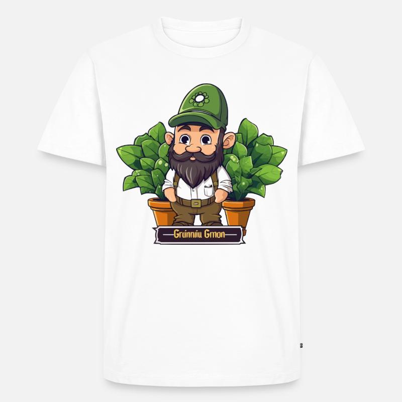 Bande dessinée Gnome Jardinier Vert - T-shirt Premium bio Homme - blanc