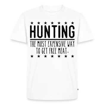 Hunter Funny Saying – Free Meat Design - Men's Premium Organic T-Shirt - white - Front - Nico (187cm)