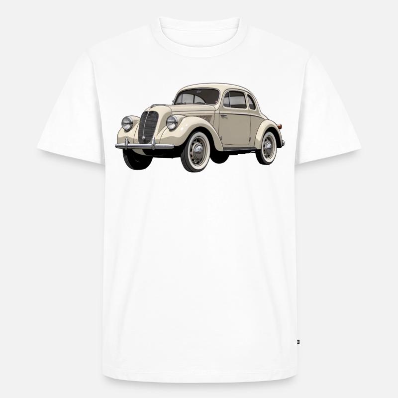 Beige Oldtimer Coupé Artwork - Männer Premium Bio T-Shirt - Weiß
