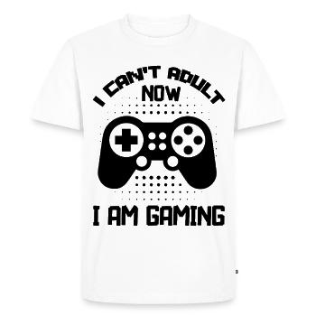 I can't Adult now I'm Gaming funny Gamer Sayings - Men's Premium Organic T-Shirt - white - Front - Nico (187cm)