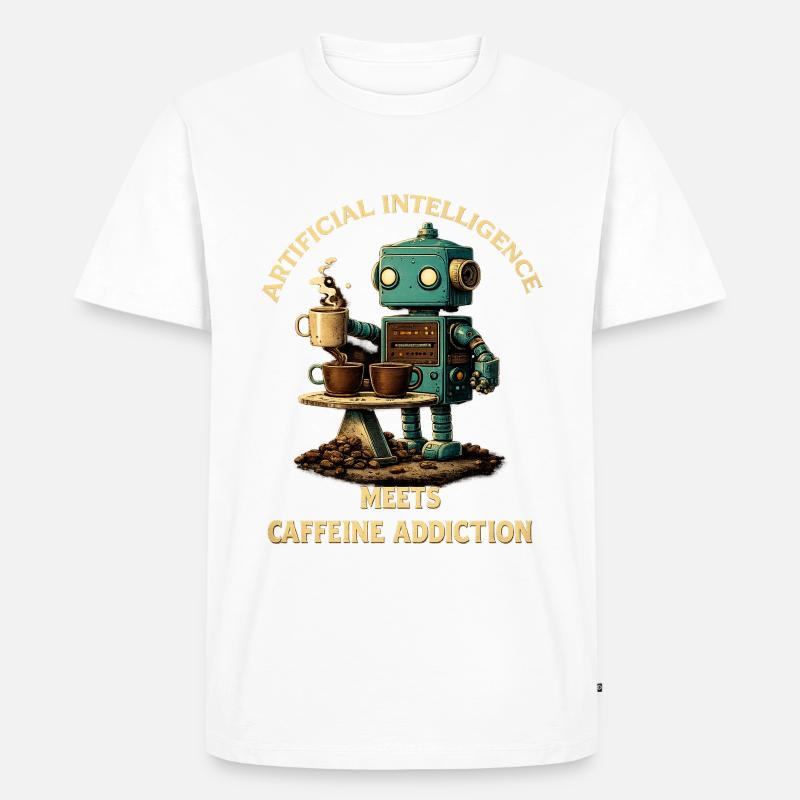 Coffee Robot – Artificial Intelligence Meets Koff - Men's Premium Organic T-Shirt - white