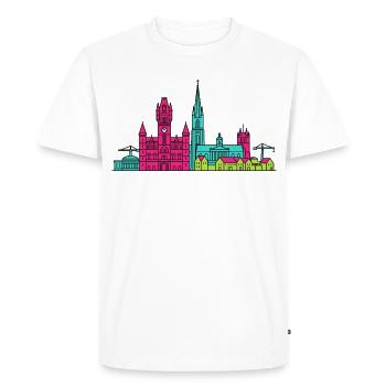 Aberdeen City Skyline Marischal College Art - T-shirt Premium bio Homme - blanc - Devant - Nico (187cm)