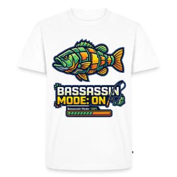 Bassassin Mode On Angler Design - Men's Premium Organic T-Shirt - white - Front - Nico (187cm)