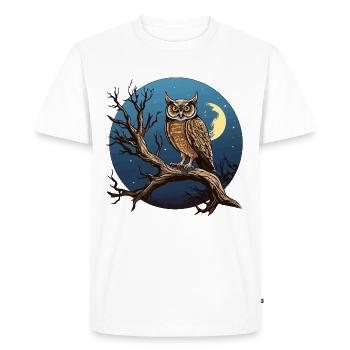 La chouette de la Lune en cercle rond - T-shirt Premium bio Homme - blanc - Devant - Nico (187cm)