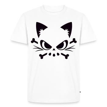 Crâne de chat | Motif minimaliste de Skull & Bones - T-shirt Premium bio Homme - blanc - Devant - Nico (187cm)