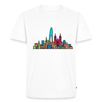 Silhouette de la ville de Genève Jet d’Eau Art Moderne - T-shirt Premium bio Homme - blanc - Devant - Nico (187cm)