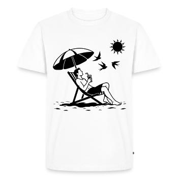 Se détendre sur une chaise longue sur la plage - T-shirt Premium bio Homme - blanc - Devant - Nico (187cm)