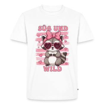 Doux et sauvage – Raton laveur mignon avec le cœur - T-shirt Premium bio Homme - blanc - Devant - Nico (187cm)