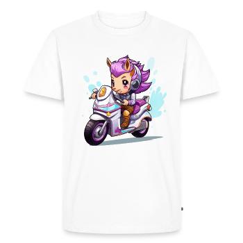 Héroïne moto Chibi - T-shirt Premium bio Homme - blanc - Devant - Nico (187cm)