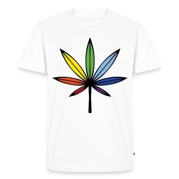 Cannabis / Marijuana / Chanvre (Résumé / Arc-en-ciel) - T-shirt Premium bio Homme - blanc - Devant - Nico (187cm)