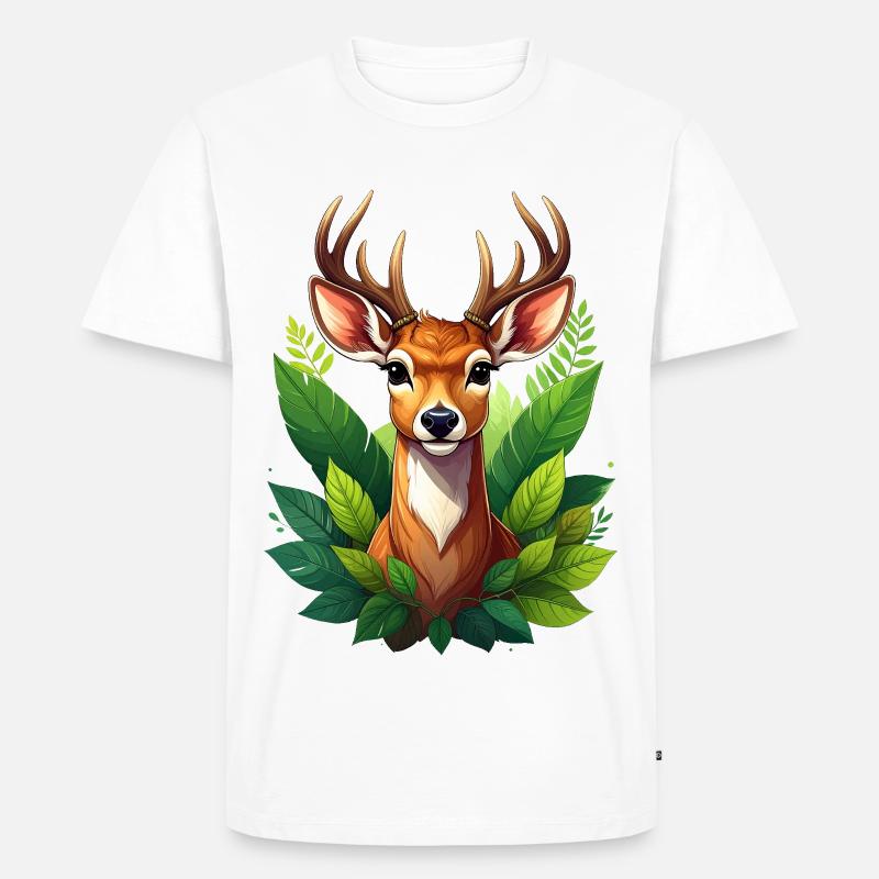 Ein Reh oder Hirsch im Wald - Männer Premium Bio T-Shirt - Weiß