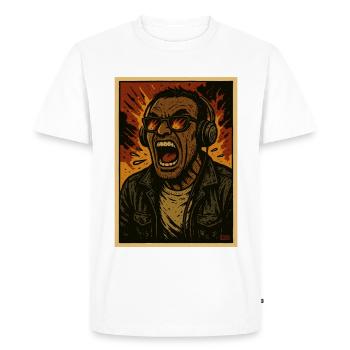 Headphone Singer Flames - Men's Premium Organic T-Shirt - white - Front - Nico (187cm)