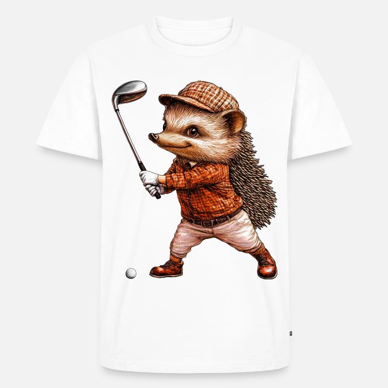 Igel Golf - Männer Premium Bio T-Shirt - Weiß