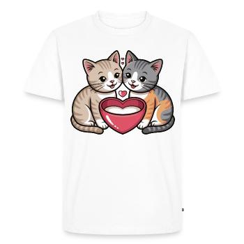 Cat Heart Togetherness - Men's Premium Organic T-Shirt - white - Front - Nico (187cm)