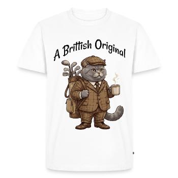 T-shirt drôle de chat britannique à poil court - T-shirt Premium bio Homme - blanc - Devant - Nico (187cm)