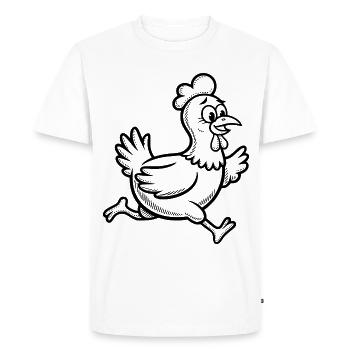 Poule Poule Drôle Course de Coq Course - T-shirt Premium bio Homme - blanc - Devant - Nico (187cm)