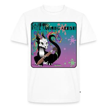 Attention : Artiste freelance running - T-shirt Premium bio Homme - blanc - Devant - Nico (187cm)