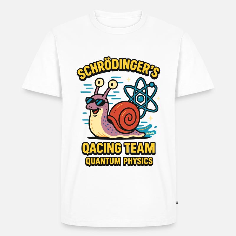 Schrödinger's Qacing Team Quantum Physics Schnecke - Männer Premium Bio T-Shirt - Weiß
