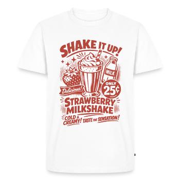 Milkshake à la fraise : design rétro des années 50 - T-shirt Premium bio Homme - blanc - Devant - Nico (187cm)