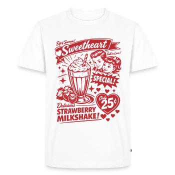Milkshake à la fraise : design rétro des années 50 - T-shirt Premium bio Homme - blanc - Devant - Nico (187cm)