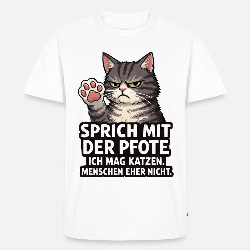 Sprich mit der Pfote – Grumpy Katze - Männer Premium Bio T-Shirt - Weiß