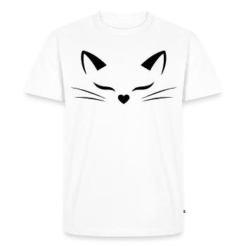 Visage de chat mignon avec nez en forme de cœur | Style d’art lineal - T-shirt Premium bio Homme - blanc - Devant - Nico (187cm)