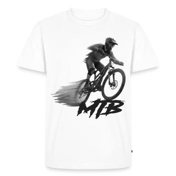 Mtb - Men's Premium Organic T-Shirt - white - Front - Nico (187cm)