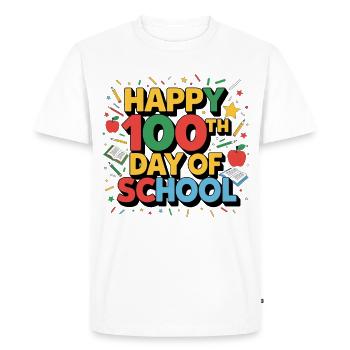 Happy 100th day of school - Men's Premium Organic T-Shirt - white - Front - Nico (187cm)