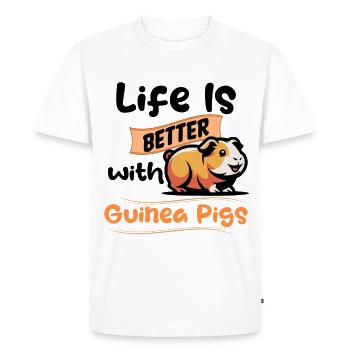 La vie est meilleure avec des cochons d’Inde ! - T-shirt Premium bio Homme - blanc - Devant - Nico (187cm)