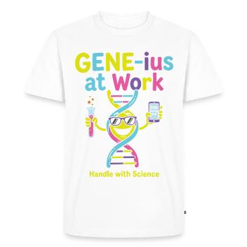 GENE ius au travail Science Humour - T-shirt Premium bio Homme - blanc - Devant - Nico (187cm)
