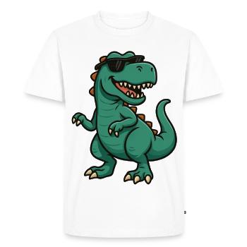 Dino avec des lunettes de soleil dessin animé - T-shirt Premium bio Homme - blanc - Devant - Nico (187cm)
