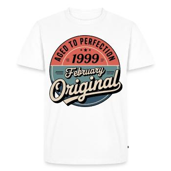 Anniversaire 1999 Février 1999 né en Février 1999 - T-shirt Premium bio Homme - blanc - Devant - Nico (187cm)