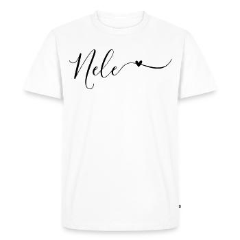 Prénom Nele Prénom décoratif - T-shirt Premium bio Homme - blanc - Devant - Nico (187cm)