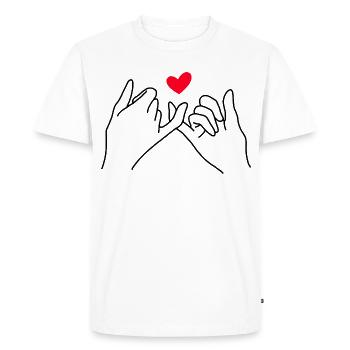 Pinky Promise Heart Minimal Line Art Design - Men's Premium Organic T-Shirt - white - Front - Nico (187cm)