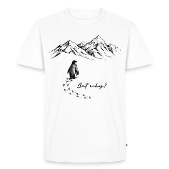 But why? Pinguin Meme Antarktis Schnee Spuren Eis - Men's Premium Organic T-Shirt - white - Front - Nico (187cm)