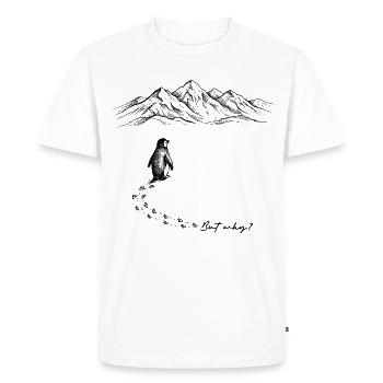 But why? Penguin Meme Footprints Doodle Doodle - Men's Premium Organic T-Shirt - white - Front - Nico (187cm)