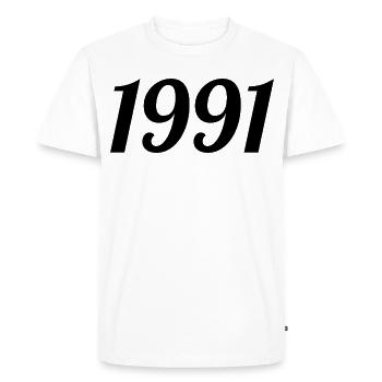 1991 - T-shirt Premium bio Homme - blanc - Devant - Nico (187cm)