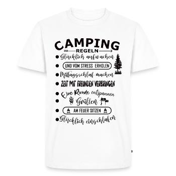 Real Camping Rules Outdoor Adventure - Men's Premium Organic T-Shirt - white - Front - Nico (187cm)