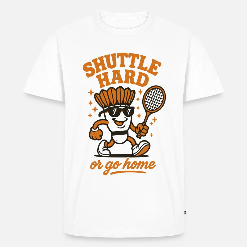 Shuttle Hard | Badminton Motivation Spruch - Männer Premium Bio T-Shirt - Weiß