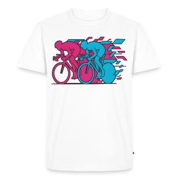 Vélo de route Vélo Vélo Sport Vélo VTT - T-shirt Premium bio Homme - blanc - Devant - Nico (187cm)