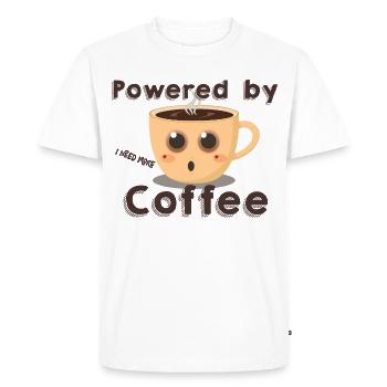 Powered by More Coffee- Coffee Mug - Men's Premium Organic T-Shirt - white - Front - Nico (187cm)